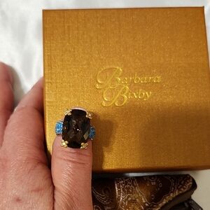 Barbara Bixby Sterling Silver And 18kt Gold Smoky Topaz Ring Sz 8